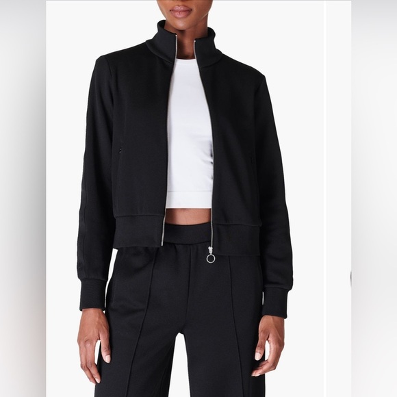 Sweaty Betty Retro Tricot Zip Jacket in Black Size Medium - Picture 1 of 10